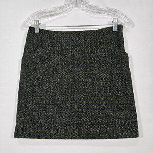 VINTAGE 80s 90s Y2K Academia Sirencore Green & Black Tweed Mini Skirt Women Sz 2